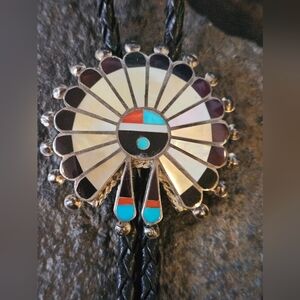 Vintage Zuni Sterling Silver Bolo Tie